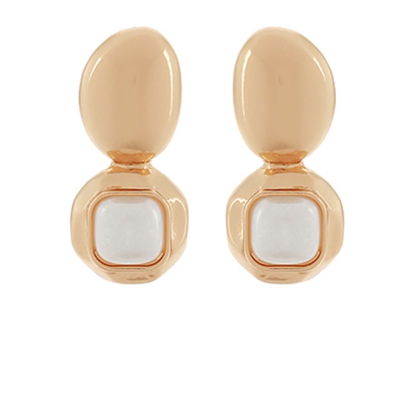 Square Dome Shape Stone & Oval Earrings - Picture 1 of 7
